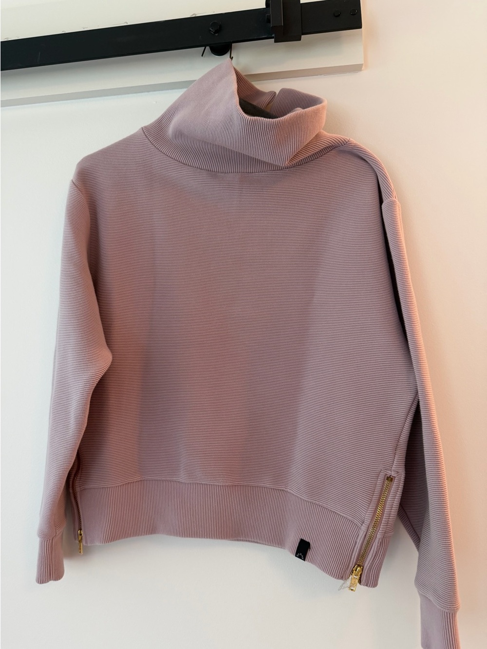 Varley Dusty Rose Funnel Neck Sweater with Side Zips